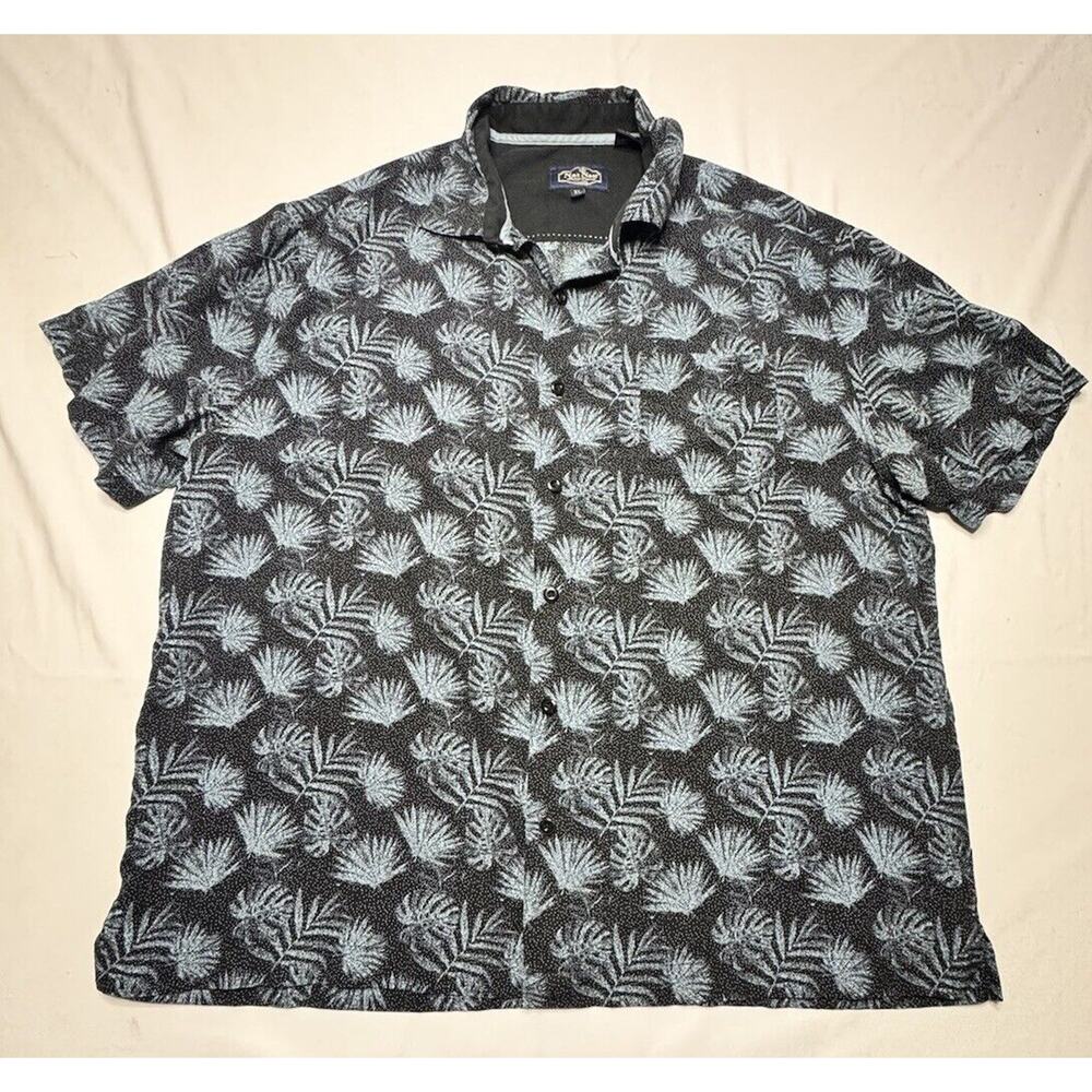 Nat Nast‎ Men's Short Sleeve Blue Palm Tree Print Button Up Shirt - Size XL*
